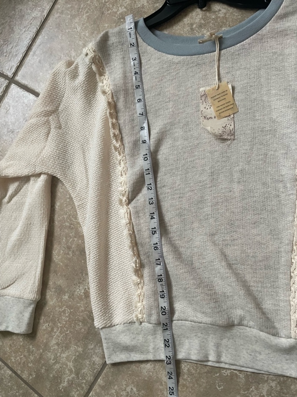 Hem & Thread Cream & Light Blue Crewneck Sweater - Picture 5 of 7